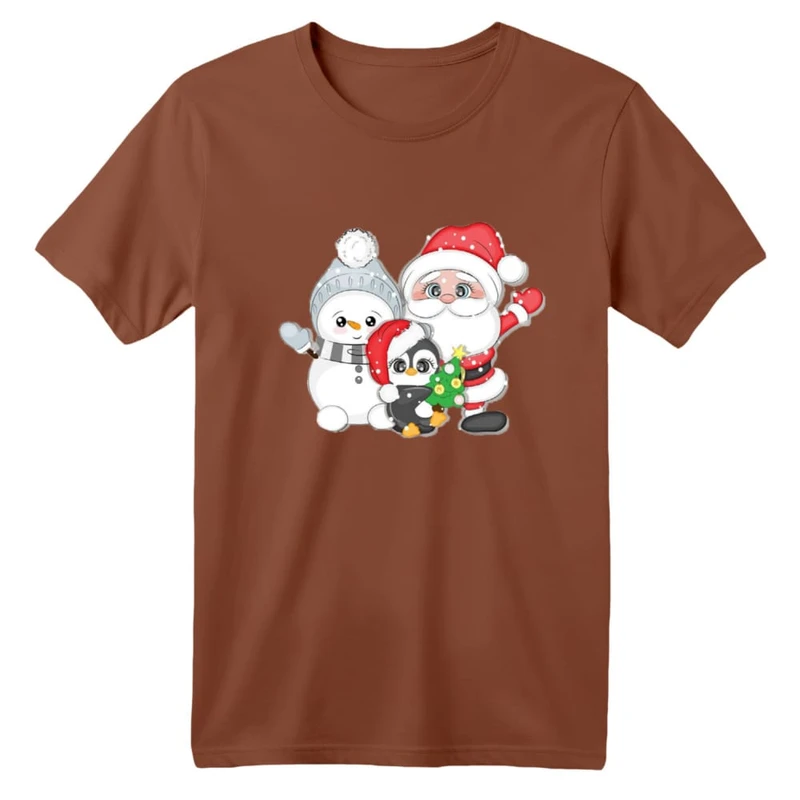 تی شرت آستین کوتاه بچگانه مدل پنگوئن کریسمس کد 4