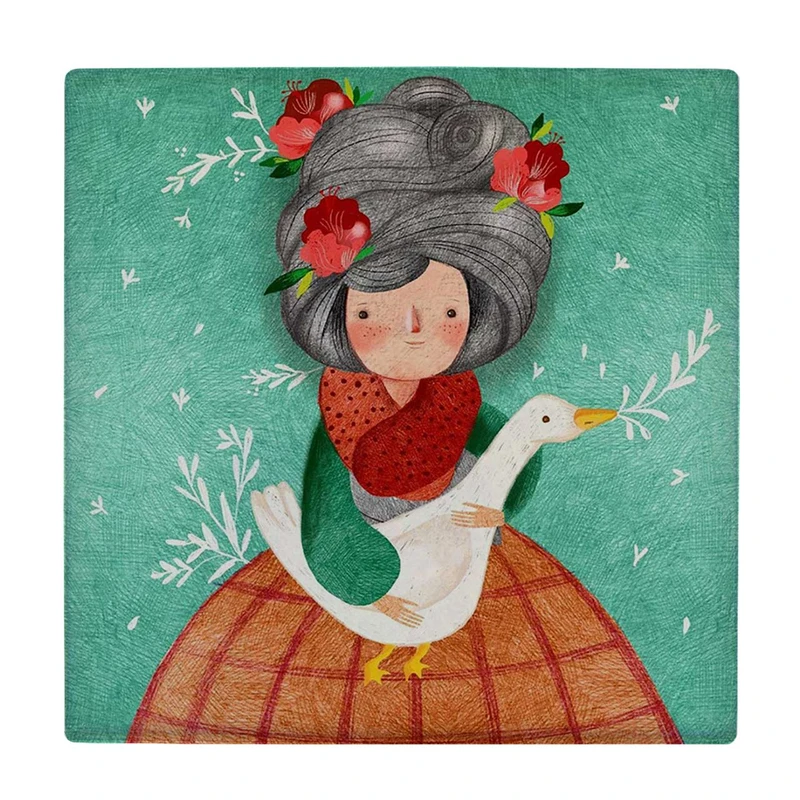  زیر لیوانی  طرح نقاشی بانو و غاز کد    5755105_3951