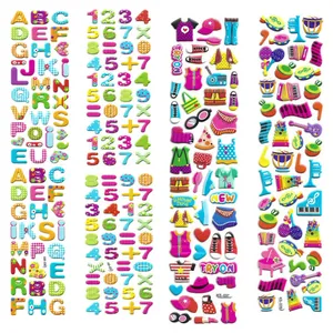 استیکر کودک طرح اعداد و الفبا و پوشاک و لوازم موسیقی کد CT111 مجموعه 4 عددی 
