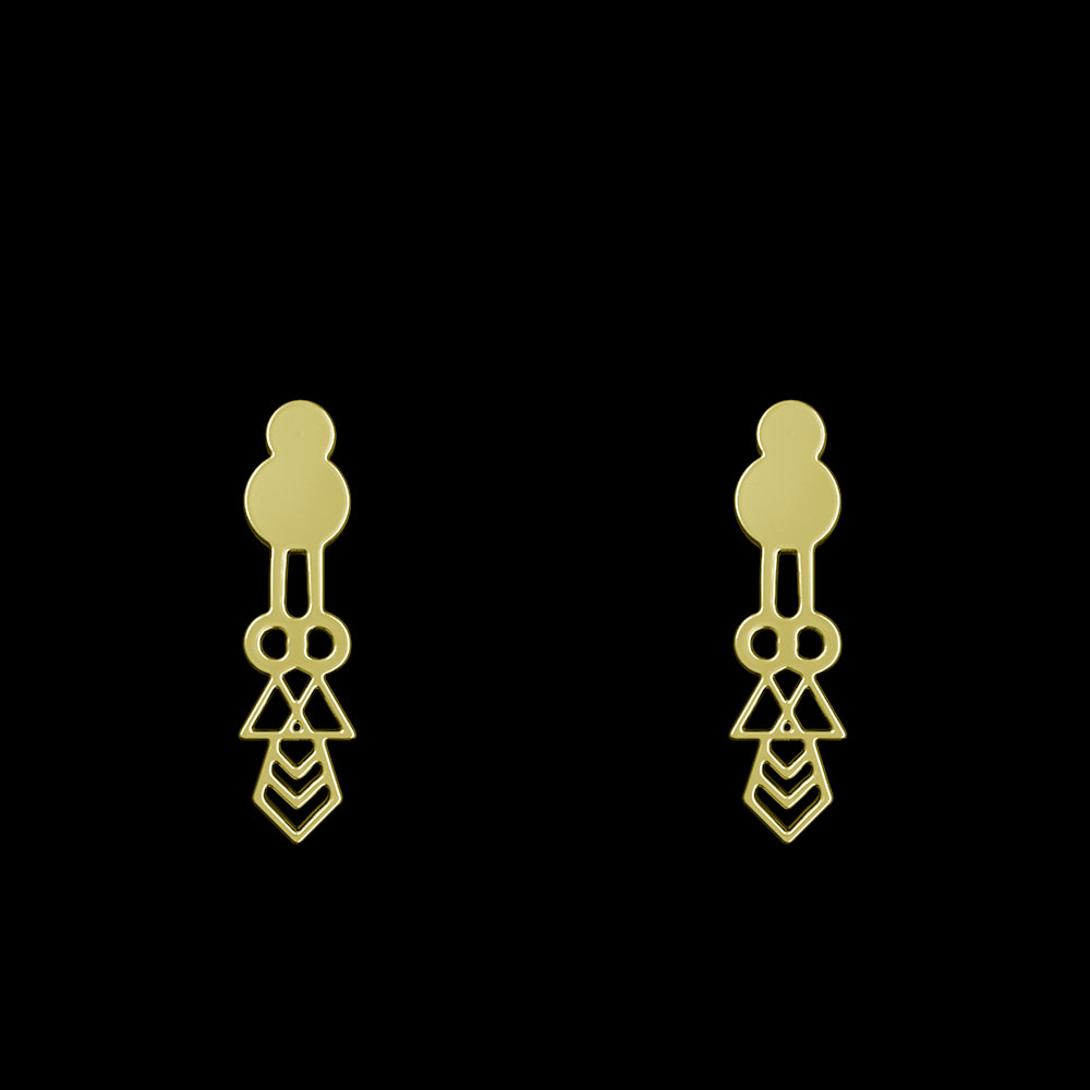 گوشواره طلا 18 عیار زنانه مدوپد مدل هندسی کد GA1-10237