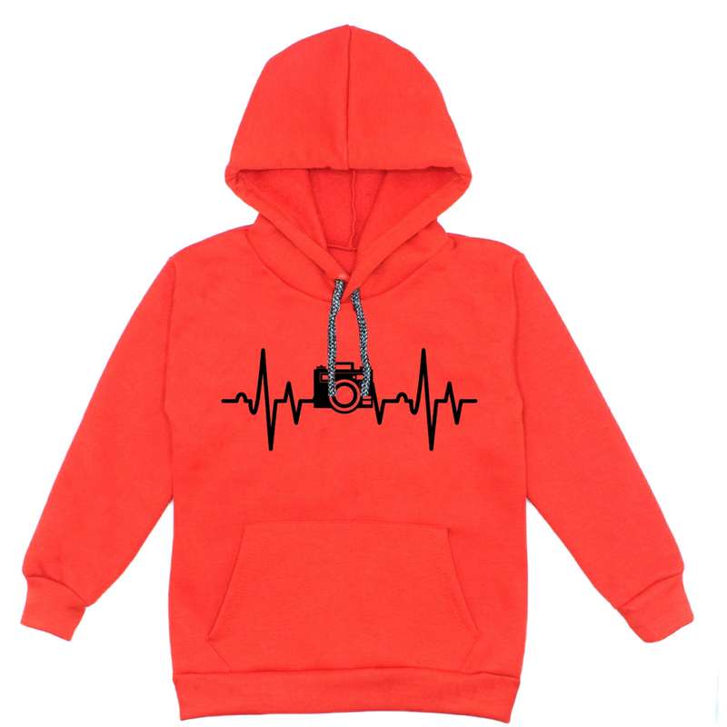 هودی دخترانه مدل ضربان دوربین A28 رنگ قرمز