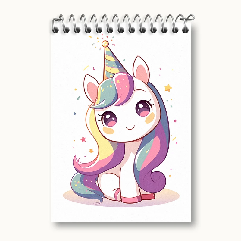 دفتر یادداشت 50 برگ خندالو طرح اسب تک شاخ کیوت کد N4626