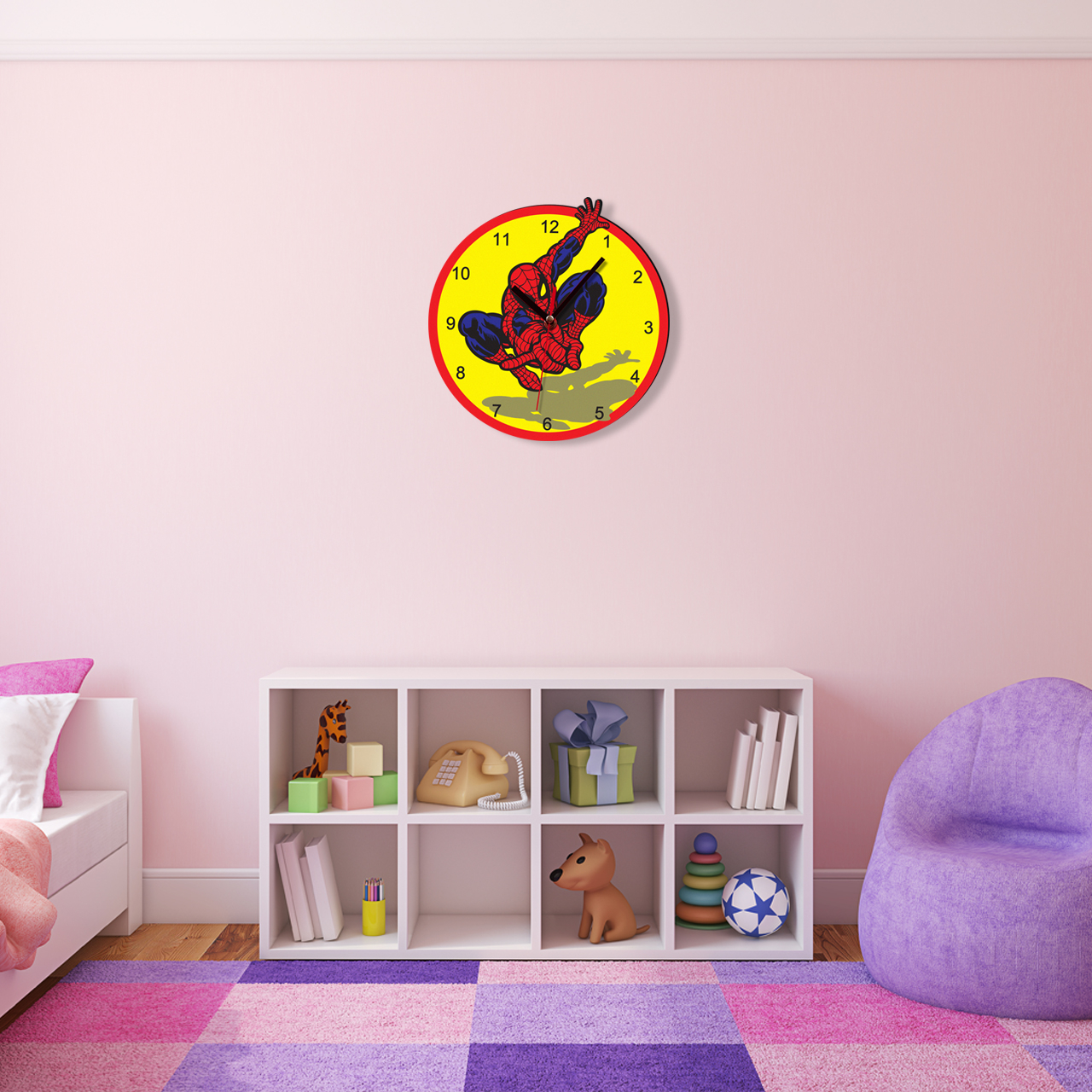 ساعت دیواری کودک باروچین طرح مرد عنکبوتی 2