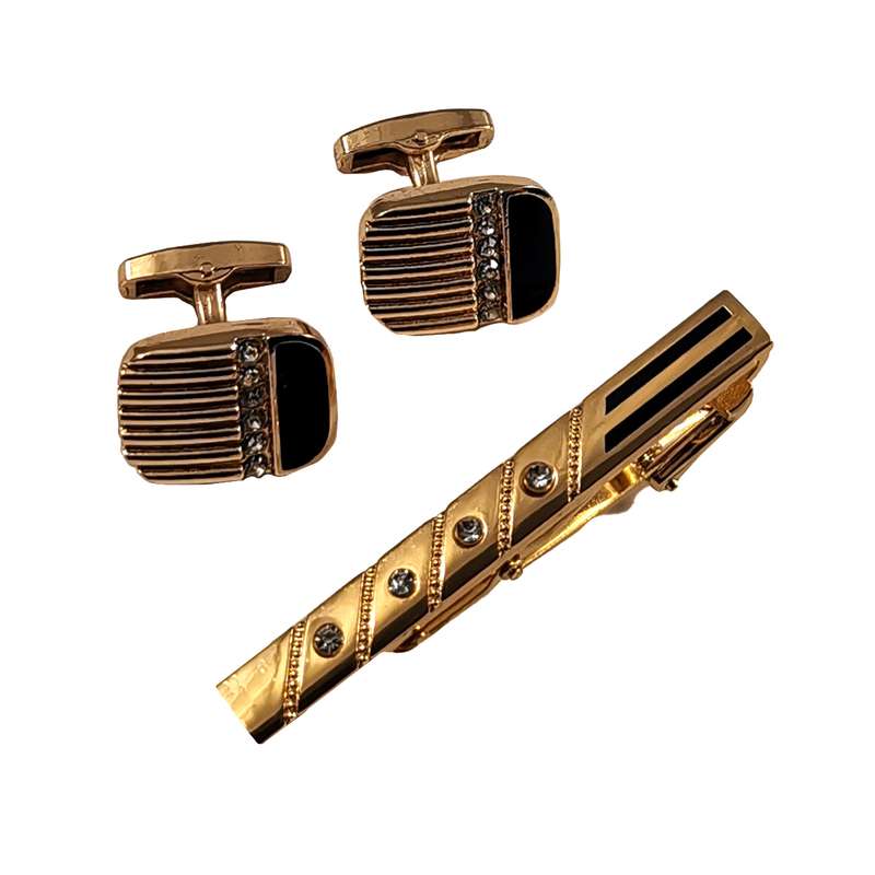 ست دکمه سردست و گیره کراوات مردانه مدل 553