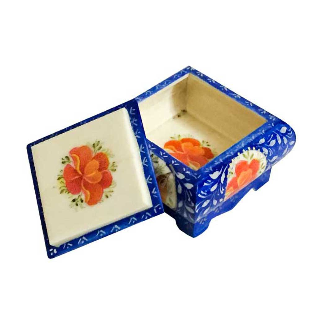 جعبه استخوانی طرح گل و مرغ کد B 228