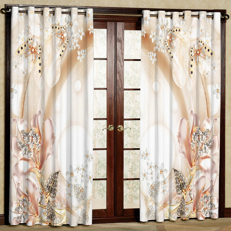  پرده مدل گل و پروانه  هازان پانچی کد 4537 سایز 140x200 سانتی متر