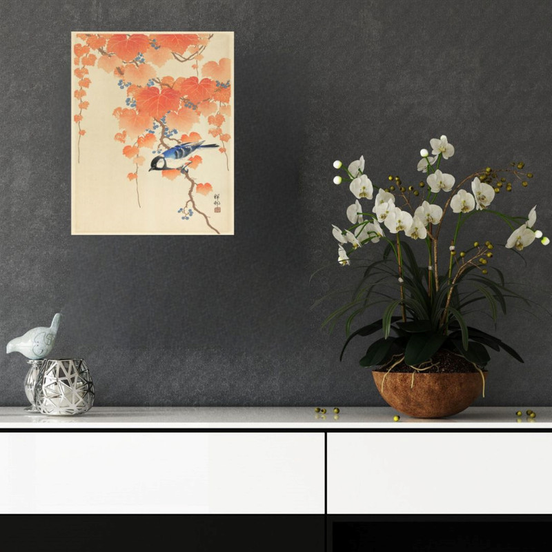 پوستر مدل گنجشک بزرگ بر روی شاخه