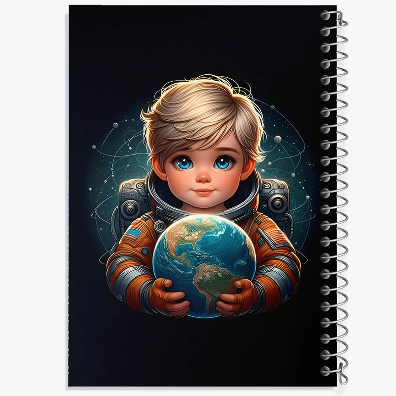 دفتر ژورنال نویسی 50 برگ خندالو مدل نقطه ای طرح پسر فضانورد کد F7975