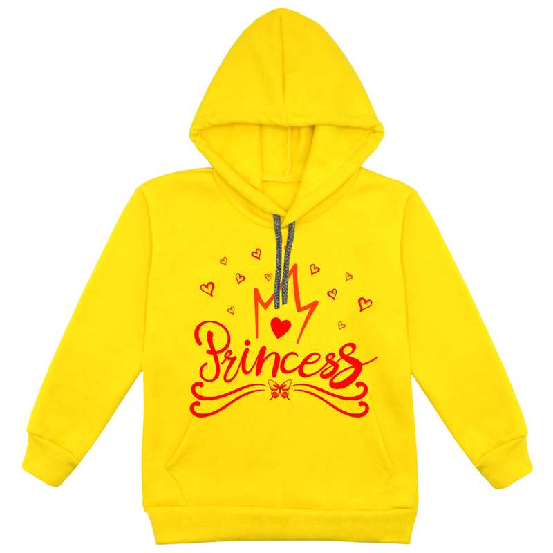 هودی دخترانه مدل پرنسس F59 رنگ زرد