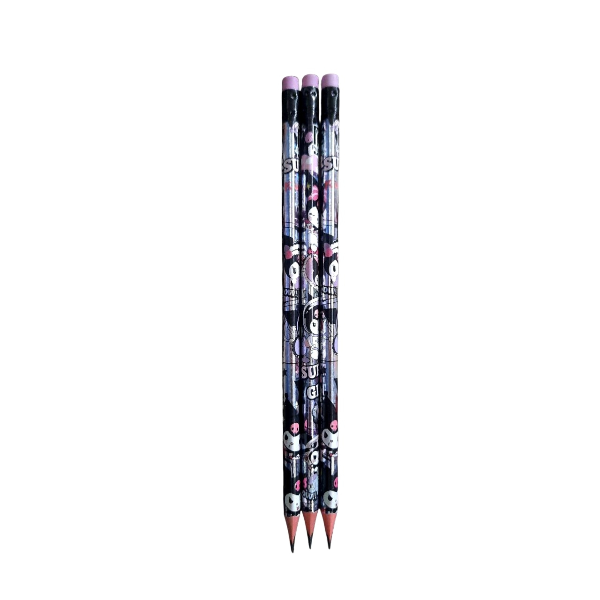 مداد مشکی مدل سه گوش طرح کرومی کد mn04 بسته 3 عددی