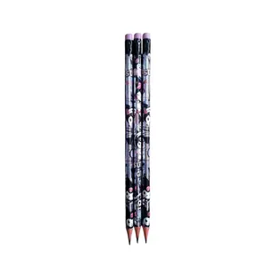مداد مشکی مدل سه گوش طرح کرومی کد mn04 بسته 3 عددی