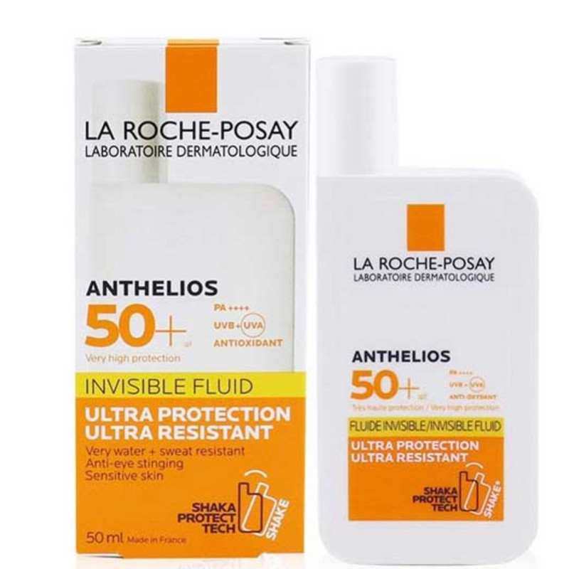 فلوئید ضد آفتاب بدون رنگ لاروش پوزای SPF50 مدل Anthelios محافظ UVA ،UVB و +++PA، مناسب انواع پوست حجم 50 میلی‌لیتر