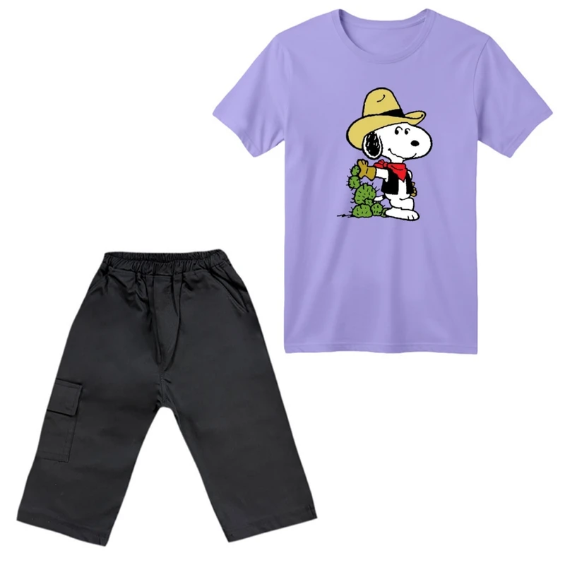 ست تی‌شرت آستین کوتاه و شلوارک پسرانه مدل اسنوپی کد ۷۸