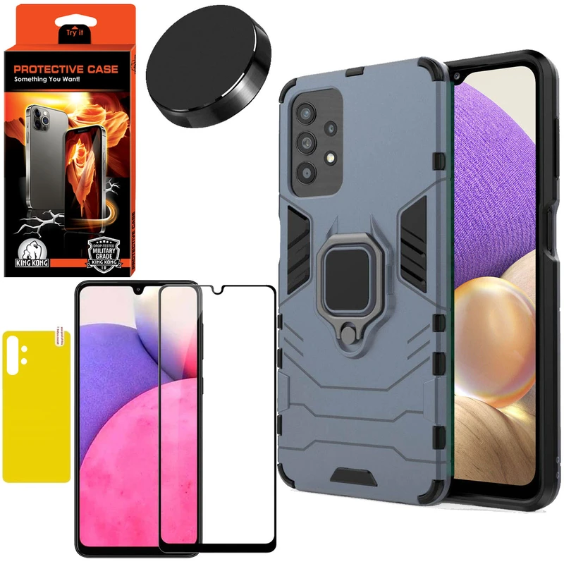 کاور کینگ کونگ مدل BATMAN مناسب برای گوشی موبایل سامسونگ Galaxy A32 4G به همراه محافظ صفحه نمایش و برچسب محافظ پشت و پایه نگهدارنده گوشی 