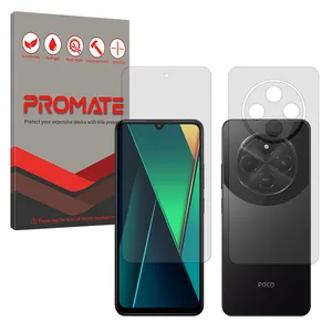 Promate Matte model transparent screen protector suitable for Xiaomi Poco C75 mobile phone along with the back of the phone