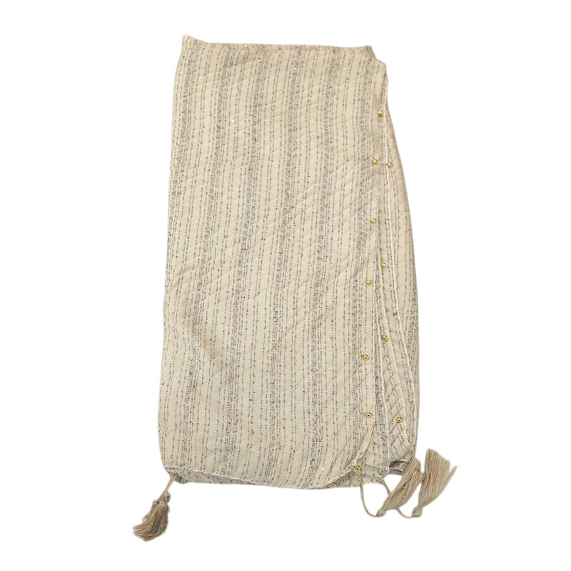 شال زنانه مدل پلیسه خط شاین حاشیه مروارید