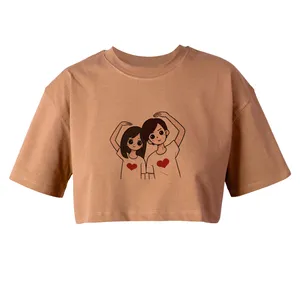 کراپ‌تاپ  آستین کوتاه زنانه مدل عشق کد L06 K