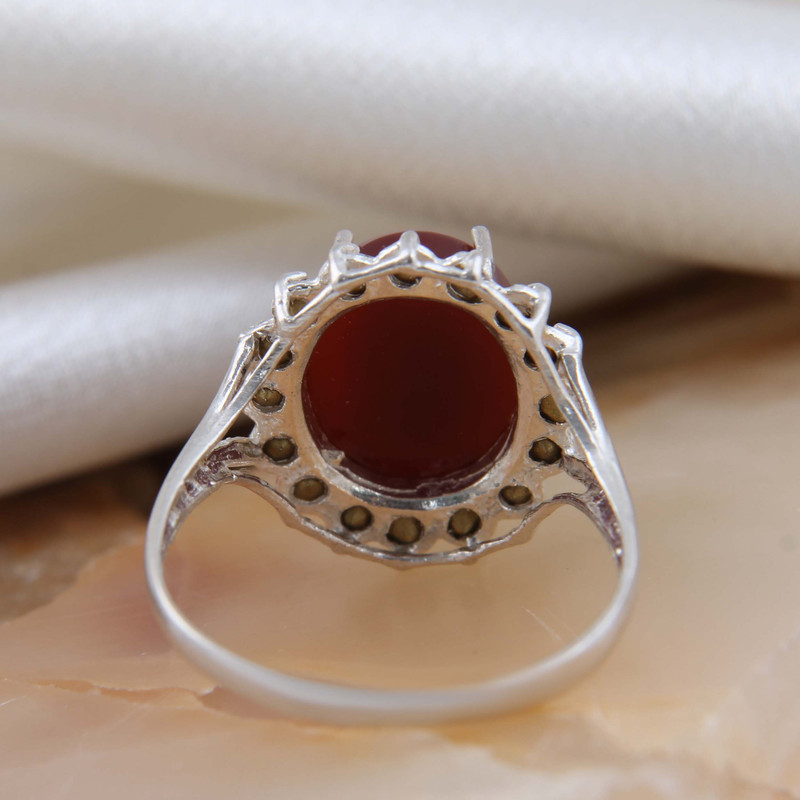 انگشتر نقره زنانه بازرگانی میلادی مدل عقیق جواهری کد AW_598