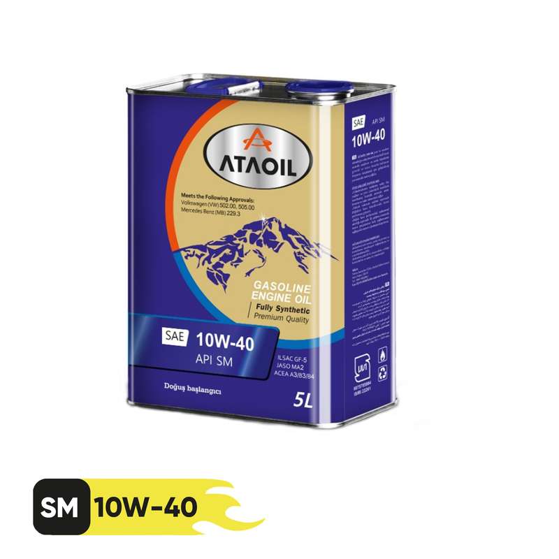 روغن موتور بنزینی آتا اویل مدل 10w-40 sm حجم 5 لیتر