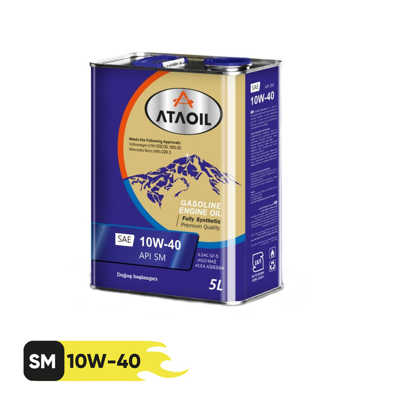 روغن موتور بنزینی آتا اویل مدل 10w-40 sm حجم 5 لیتر