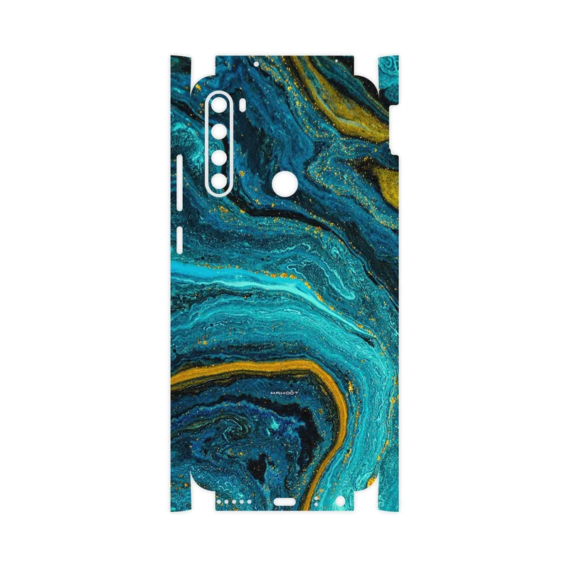 برچسب پوششی ماهوت مدل Turquoise marblewith golden streaks-FullSkin مناسب برای گوشی موبایل شیائومی Redmi Note 8T