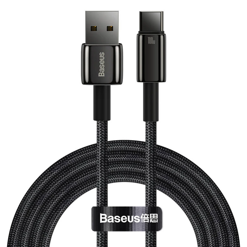 کابل تبدیل USB به USB-C باسئوس مدل Tungsten Gold 100W طول 2 متر