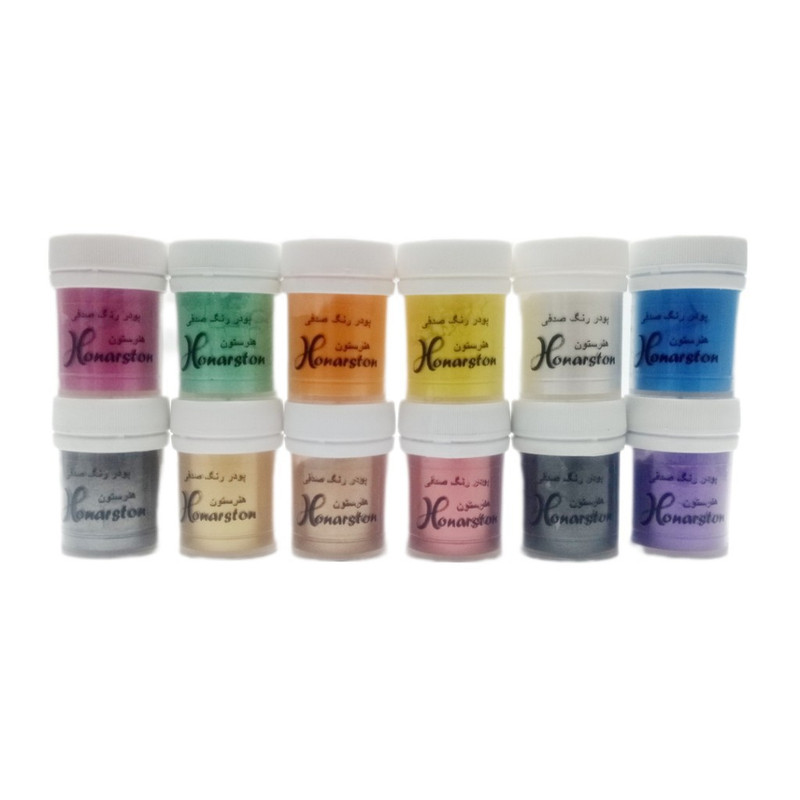 پودر رنگ رزین هنرستون مدل صدفی حجم 18 میلی لیتر بسته 12 عددی