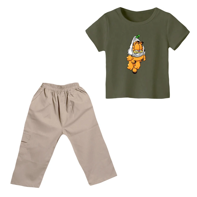 ست تی شرت و شلوارک پسرانه مدل گارفیلد کد 1