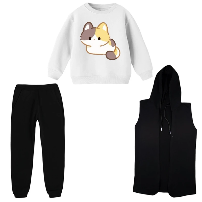 ست 3 تکه لباس راحتی بچگانه مدل گربه کد 17