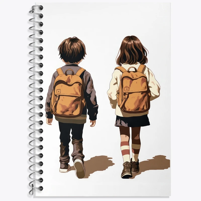 دفتر زبان 50 برگ خندالو مدل سه خط طرح دختر و پسر کد F2718