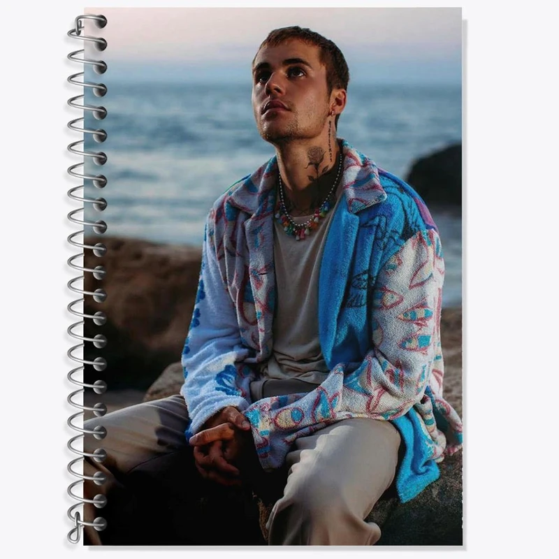 دفتر زبان 50 برگ خندالو مدل دو خط طرح جاستین بیبر Justin Bieber کد 19026