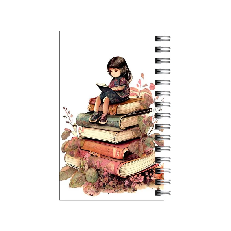 دفترچه یادداشت مدل to do list طرح دختر بر فراز کتابها کد 2528625