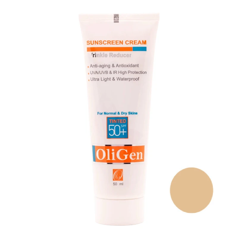 کرم ضد آفتاب رنگی الی ژن spf 50 مدل 03 مناسب پوست های خشک و حساس حجم 50 میلی لیتر