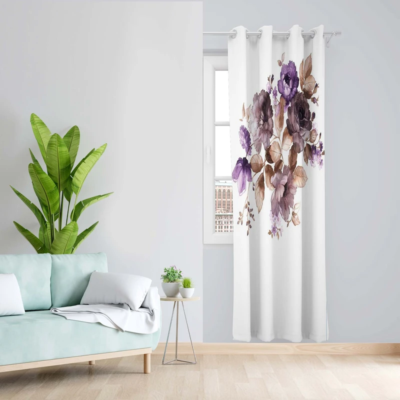 پرده طرح گل مدل مخمل پانچی کد 5190L z سایز 140x200 سانتی متر