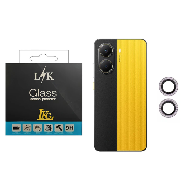 محافظ لنز دوربین ال کا جی مدل نگین دار مناسب برای گوشی موبایل شیائومی Poco X7 Pro 5G