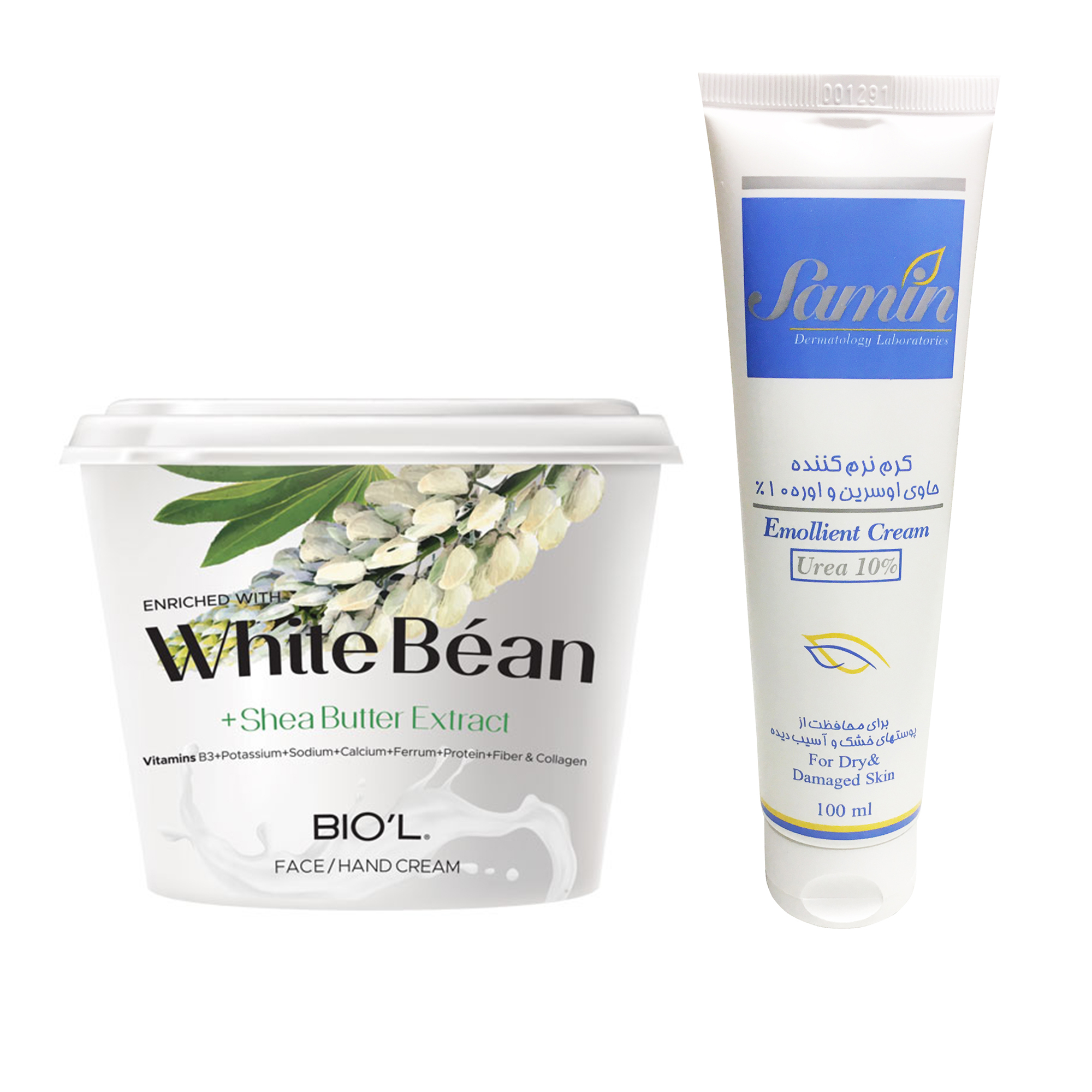 کرم نرم کننده ثمین مدل اوسرین و اوره %10 حجم 100 میلی لیتر به همراه کرم مرطوب کننده بیول مدل White Bean حجم 250 میلی لیتر 