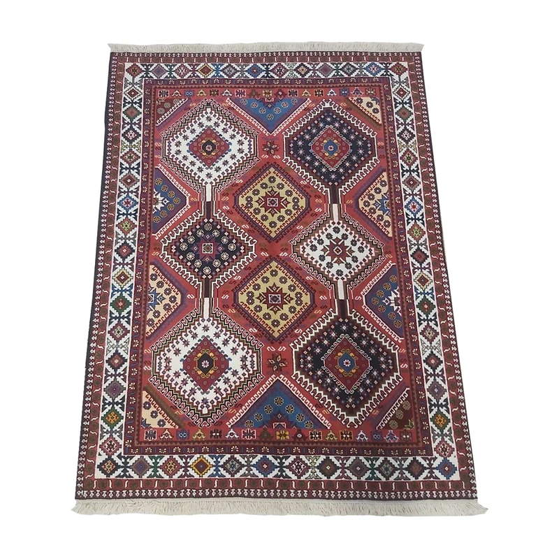 فرش دستبافت یلمه سه متری مدل بندی زمینه قرمز