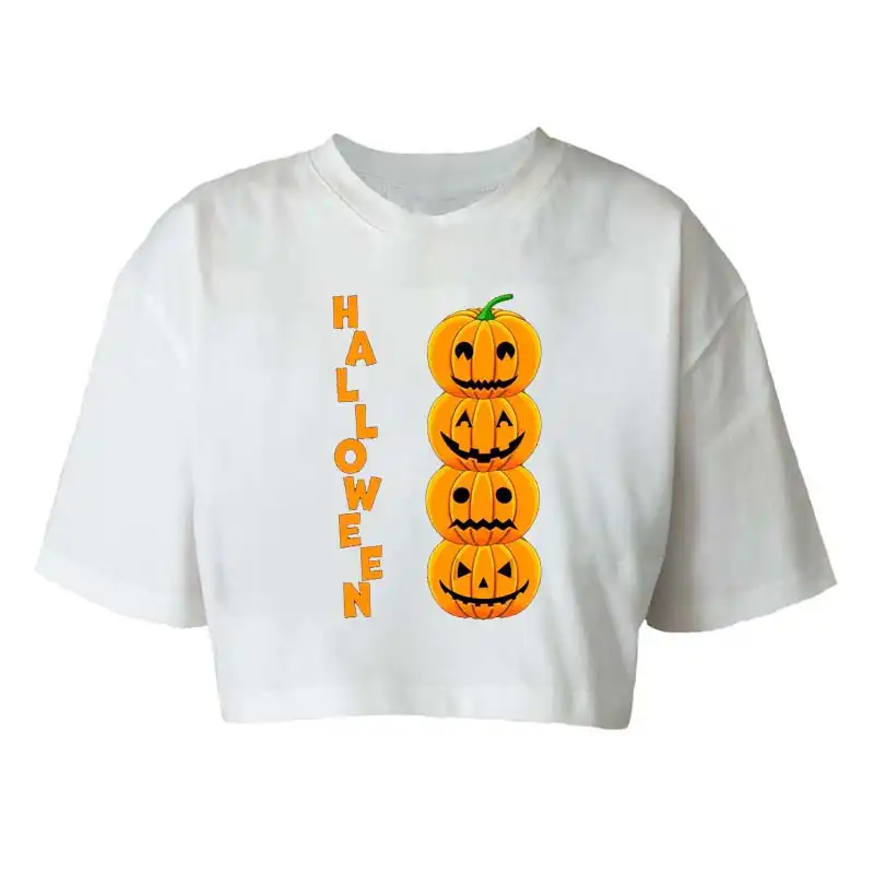 کراپ‌تاپ آستین کوتاه زنانه مدل c312 طرح هالوین