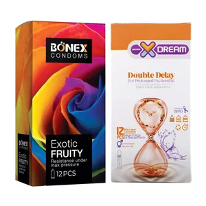کاندوم بونکس مدل Exotic Fruity بسته 12 عددی به همراه کاندوم ایکس دریم مدل Double Delay بسته 12 عددی