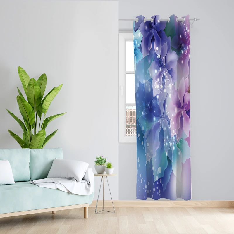 پرده طرح گل مدل مخمل پانچی کد 2451 z سایز 140x200 سانتی متر