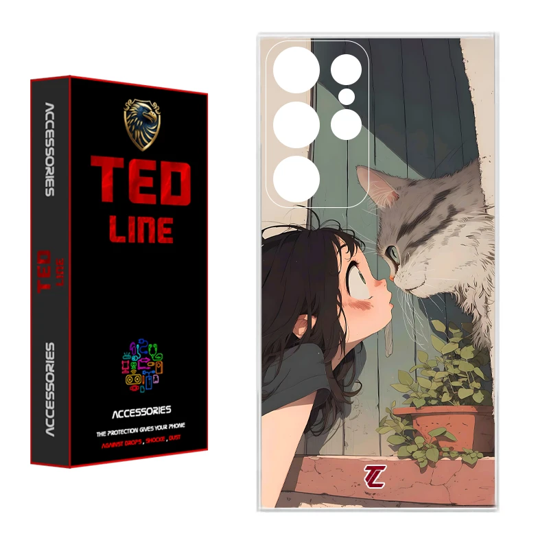 کاور تدلاین طرح دختر و گربه کد 1205 مناسب برای گوشی موبایل سامسونگ Galaxy S24 Ultra