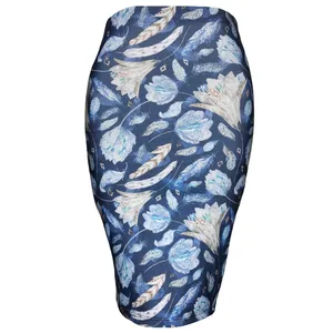 دامن زنانه مدل گل dfg010aq رنگ سرمه ای