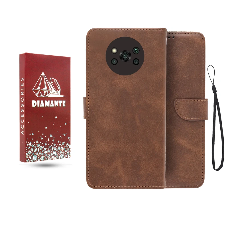 کیف کلاسوری دیامانته مدل جاکارتی بنددار مناسب برای گوشی موبایل شیائومی Poco X3 / X3 NFC به همراه بند آویز