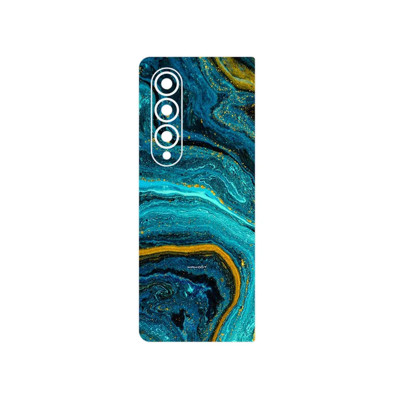 برچسب پوششی ماهوت مدل Turquoise marblewith golden streaks مناسب برای گوشی موبایل سامسونگ Galaxy Z Fold4