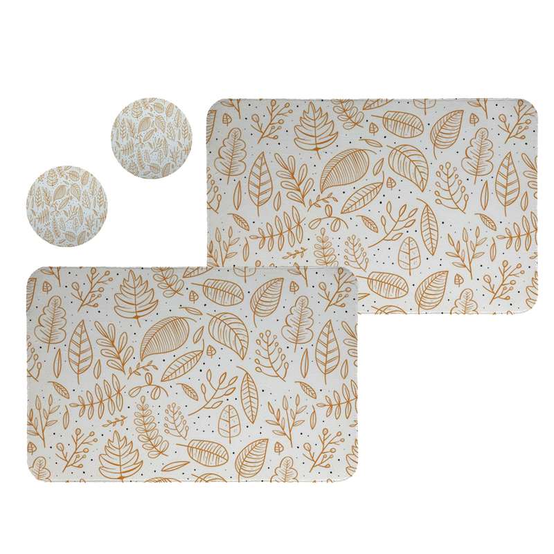 زیربشقابی طرح برگ  کد 8113 مجموعه 2عددی به همراه زیرلیوانی