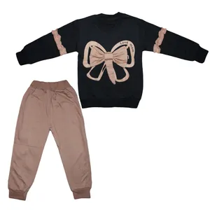 ست سویشرت و شلوار دخترانه مدل دورس طرح پاپیون کد 1002