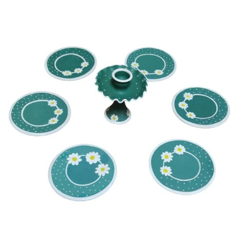 ظروف هفت سین مدل سفالی طرح گل مجموعه 7 عددی