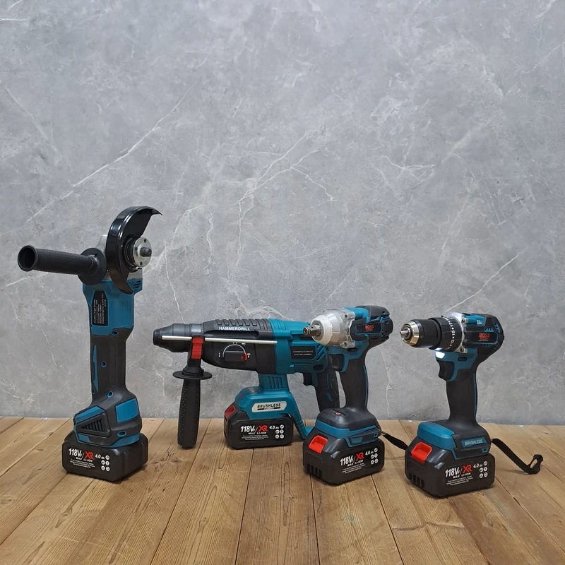 عکس شماره 8 : مجموعه 4 عددی ابزار شارژی صنعتی باس مدل brushless