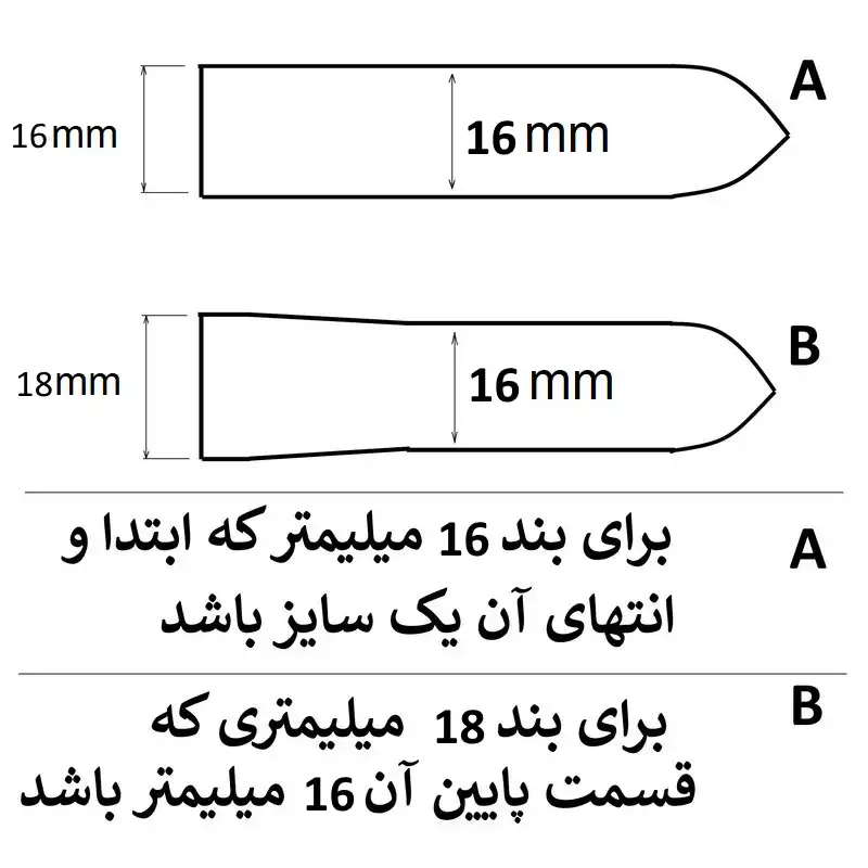 پل بند ساعت مچی مدل چرمی 18mm بسته دو عددی