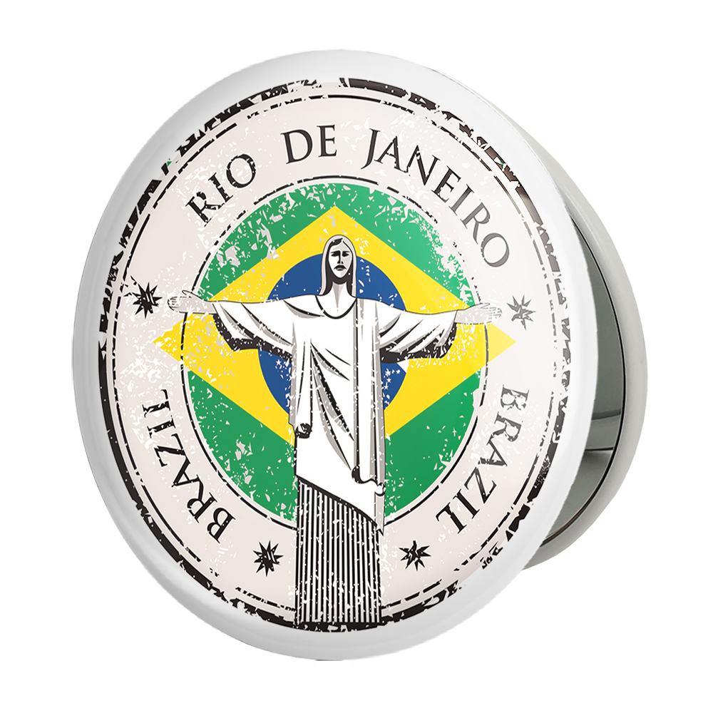 آینه جیبی خندالو طرح پرچم برزیل مدل تاشو کد 20688 